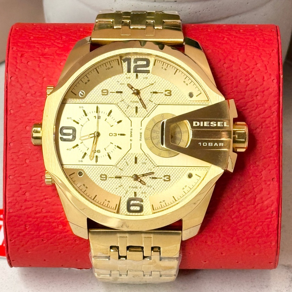 Diesel Men's Chronograph Uber Chief Gold-Tone Stainless Steel Watch 54mm